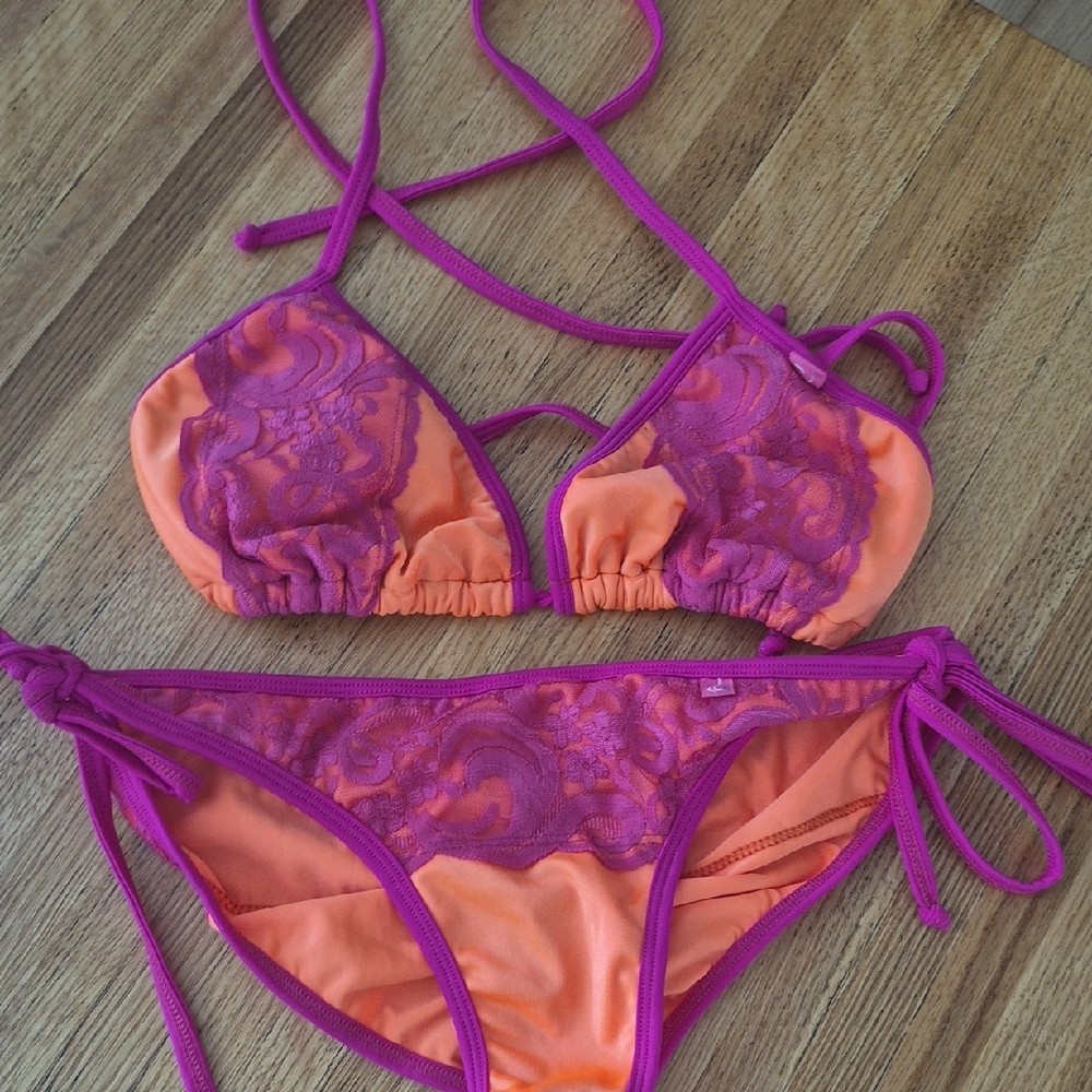 Vibrant Orange and Purple Bikini Set